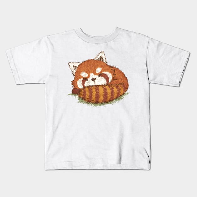 Red panda sleeping Kids T-Shirt by sanogawa